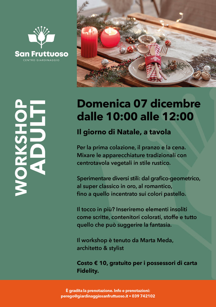 7 DICEMBRE WORKSHOP - TAVOLA DI NATALE