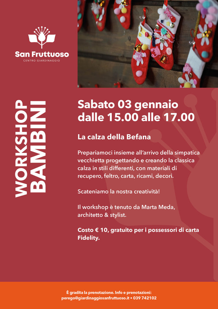 3 GENNAIO WORKSHOP BAMBINI - LA CALZA DELLA BEFANA
